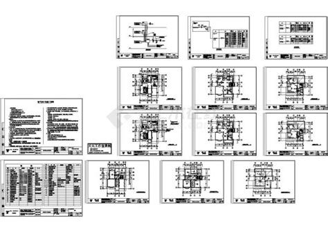 某三层花园独立别墅电气施工cad图，共十四张居住建筑土木在线