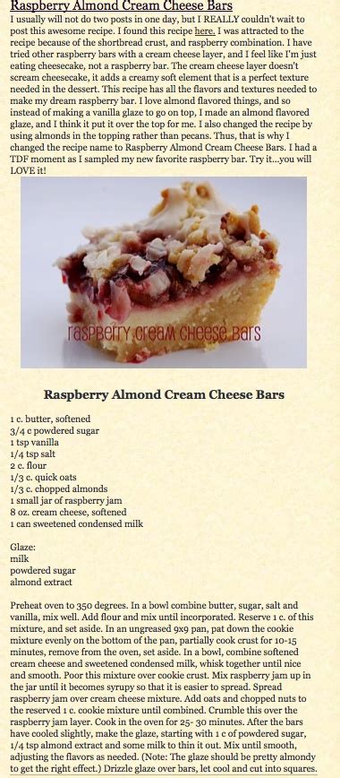 Rasperry Almond Cream Cheese Bars By Rachelle Underwood