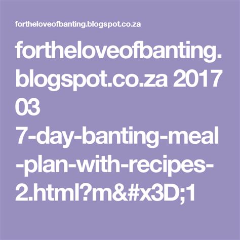 Za 2017 03 7 Day Banting Meal Plan With Recipes 2m 1