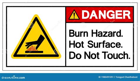 Danger Burn Hazard Hot Surface Do Not Touch Symbol Sign Vector