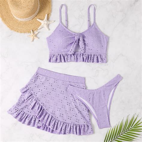 2025 Sexy White Ruffle Bikini Women Three Pieces Swimsuit Brazilian Swimwear Female Beachwear