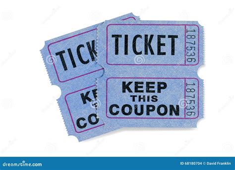 Blue Raffle Tickets With Coupon Attached White Background Stock Photo