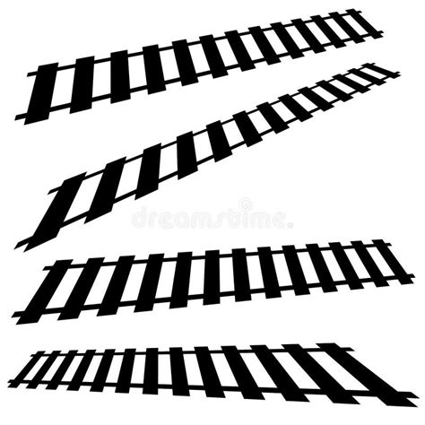 Railroad Train Track Railway Contour Silhouette Vector Tramway