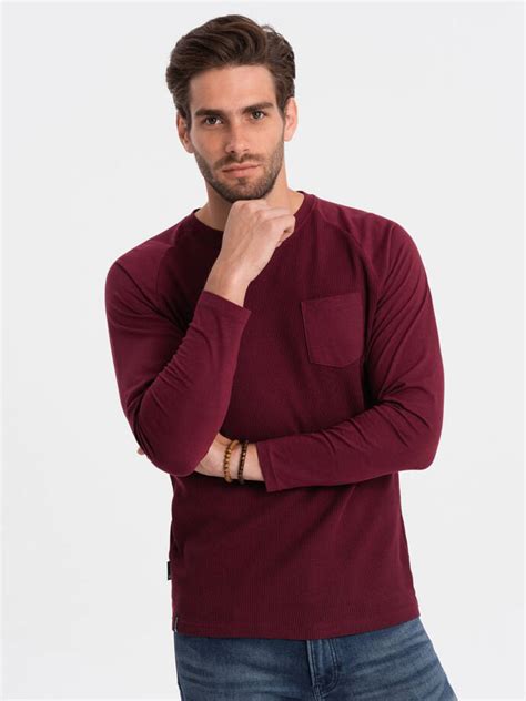 Men S Longsleeve With Waffle Texture Maroon V6 OM LSCL 0109