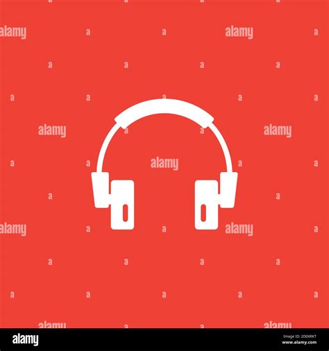 Icono de auriculares sobre fondo rojo Ilustración de vector de estilo