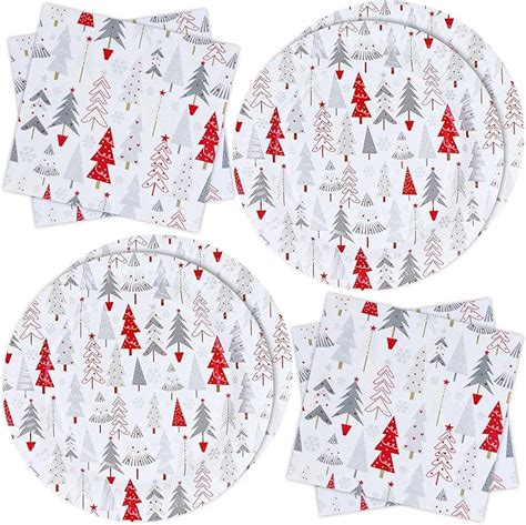 Amazon Zvk Christmas Paper Plates And Napkins Set White Christmas