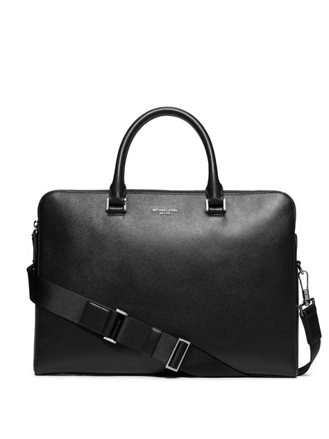 Lyst Michael Kors Cross Grain Leather Double Zip Briefcase In Black