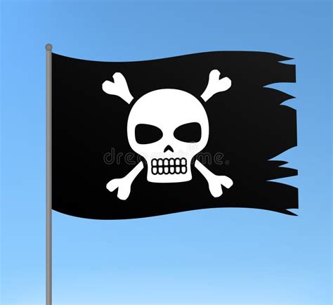 Black Pirate Flag with Skull and Crossbones Comic Style Vector ...