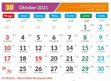 Kalender Bulan Oktober Dan Hari Peringatannya