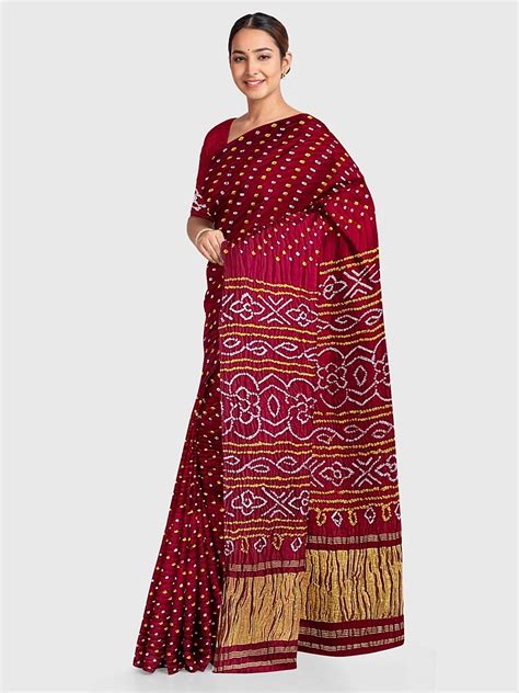 bandhani saree bandhej chunri gaji silk bandhani sarees