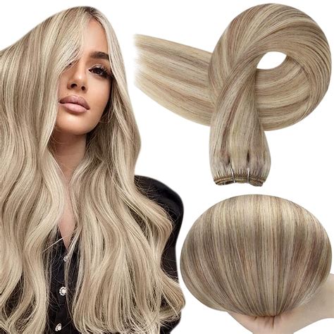 Amazon Full Shine Weft Hair Extensions Ash Blonde Hair Wefts