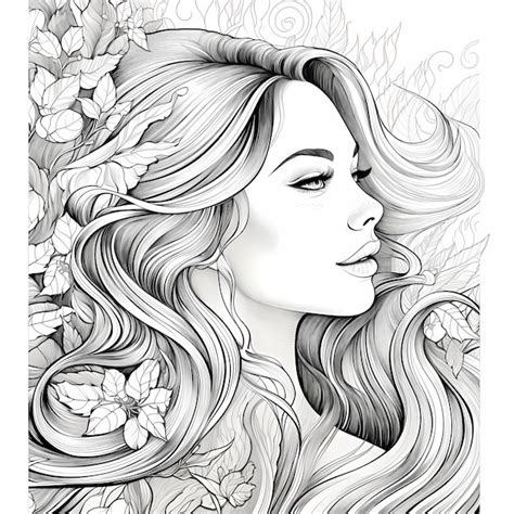 Premium Photo Adult Coloring Book Page Womans Face Realistic