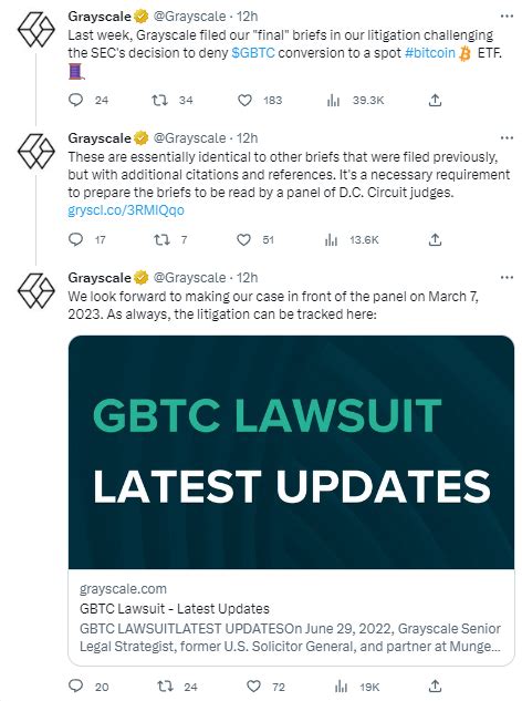 灰度：已就对sec拒绝比特币现货etf的诉讼提交最终简报 Panews