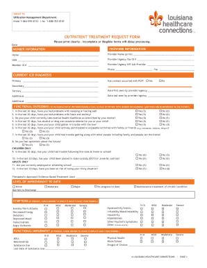 Fillable Online La General Outpatient Treatment Request Form Provider