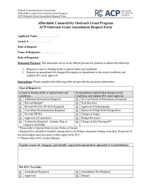 Fillable Online Acp Outreach Grant Amendment Request Form Fax Email