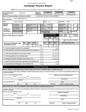 Fillable Online Fillable Commonwealth Of Pennsylvania Campaign Finance