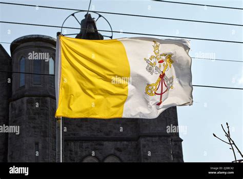 Papal Flag Flag Of The Papacy Flag Of The Vatican City Flying Outside