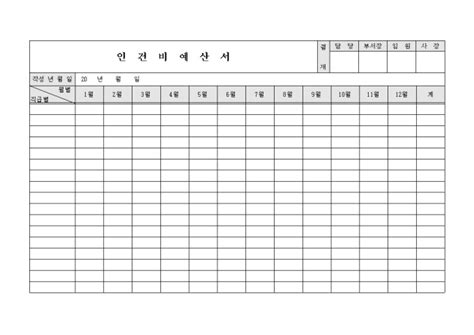 인건비예산서월별직급별 비즈폼 샘플양식 다운로드