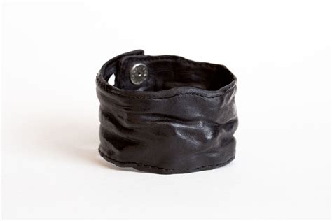 Crushed Leather Cuff Handcrafted By Silver Luthier