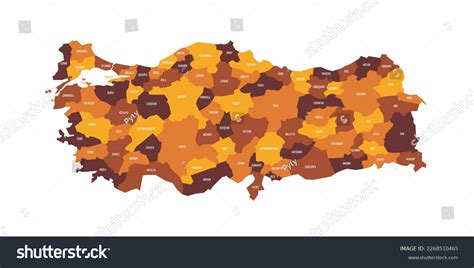 Turkey Political Map Administrative Divisions Provinces Stock Vector ...