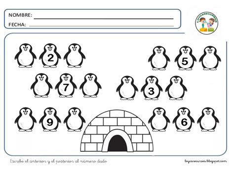 Recursos De EducaciÓn Infantil Ficha NÚmero Anterior Y Posterior