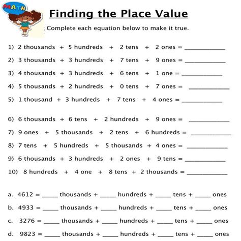 Grade Math Worksheets Th Grade Activities Place Value Activities