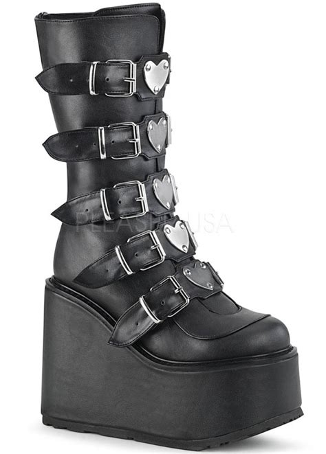 Demonia Swing 230 Black Heart Platform Boot Attitude Clothing