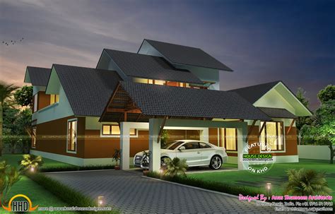 Step Cut Sloping Roof Villa Kerala Home Design And Floor Plans