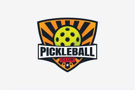 Logotipo Del Club De Pickleball Con Una Pelota Un Escudo Y Estrellas