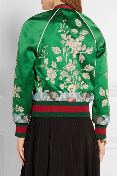 Gucci Embroidered Silk Satin Bomber Jacket Net A Portercom