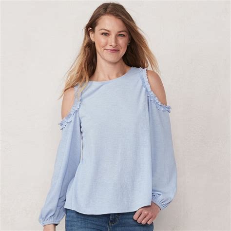 Women S LC Lauren Conrad Balloon Sleeve Cold Shoulder Top Lc Lauren