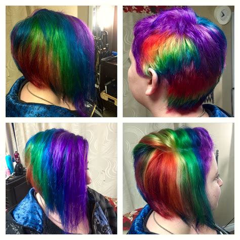 Short Rainbow Hair Multicolored Hair Colorful Hair Cool Hair Color