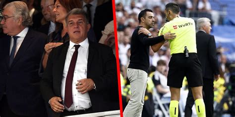 Laporta bajó al vestuario del Bernabéu a increpar al árbitro tras el