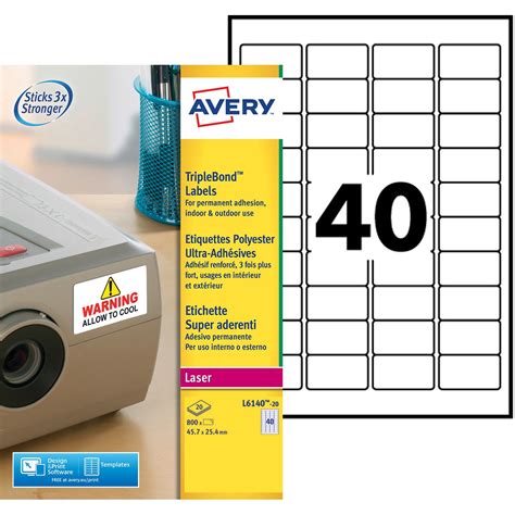 Avery 800 Étiquettes ultra adhésives blanches 25 4 x 45 7 mm