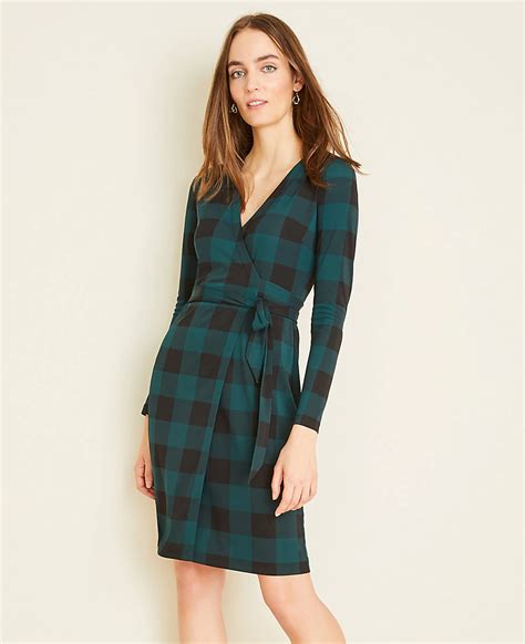 Plaid Matte Jersey Wrap Dress Ann Taylor Wrap Dress Petite Outfits