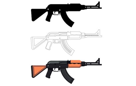 Premium Vector Ak47 Machine Gun Black Silhouette Vector Illustration