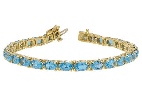 14k Yellow Gold Swiss Blue Topaz Tennis Bracelet