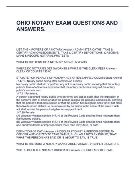 Ohio Notary Exam Questions And Answers Ohio Notary Stuvia Us