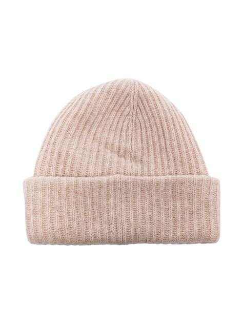 GANNI Logo Patch Ribbed Beanie Farfetch