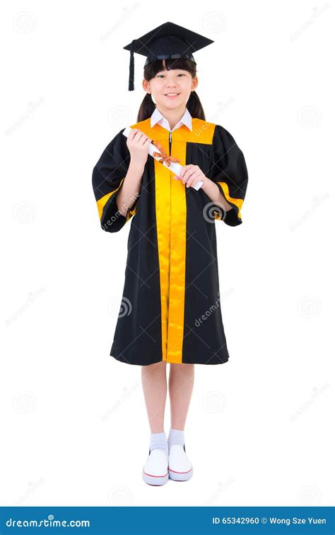 Asian Child in Graduation Gown Stock Photo - Image of certificate, achievement: 65342960