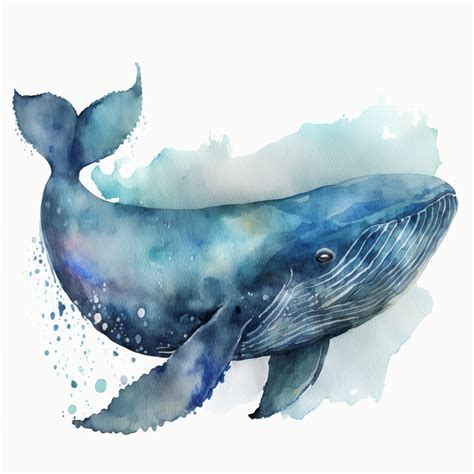 Blue Whale Watercolor AI Digital Download Digital Art Animal Digital Image - Etsy