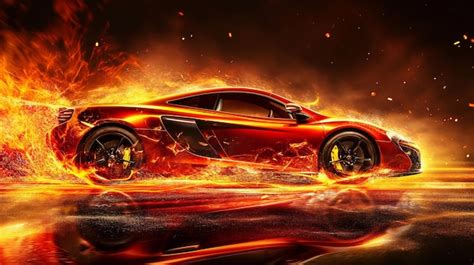 Premium PSD | Mclaren against a fire background red sportscar wallpaper ...