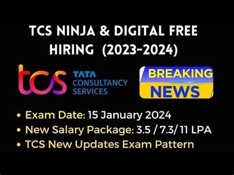 Tcs Free Ninja Digital Prime Hiring Alert Tcs New Salary