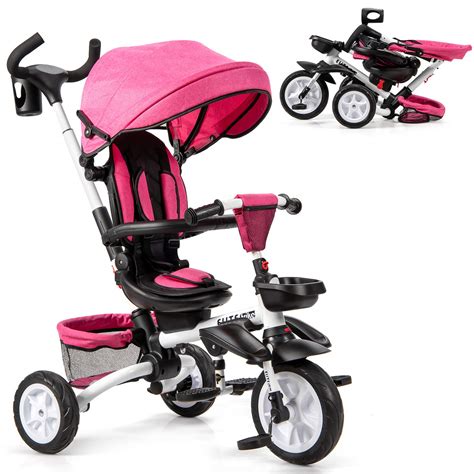 Buy Costway Folding Baby Tricycle 6 In 1 Kids First Bike Stroller With