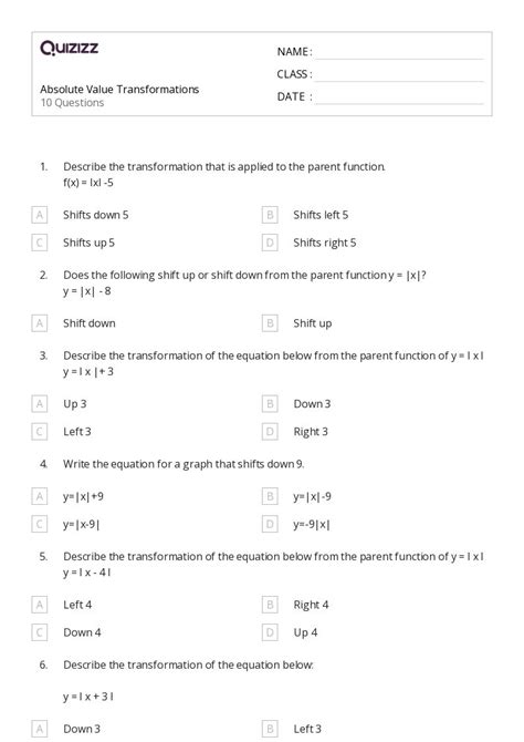 50 Absolute Value Worksheets For 11th Grade On Quizizz Free And Printable