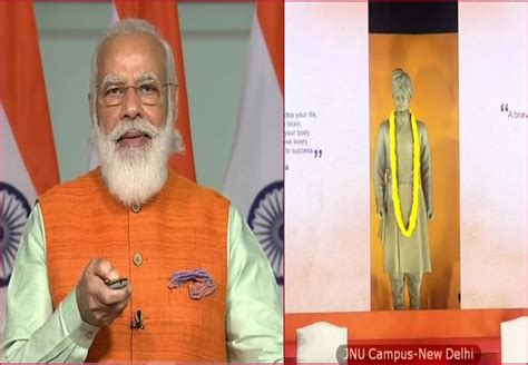 Pm Modi Unveils Life Size Statue Of Swami Vivekananda On Jnu Campus