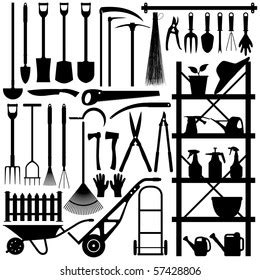 Gardening Tools Silhouette Stock Vector (Royalty Free) 57428806 ...