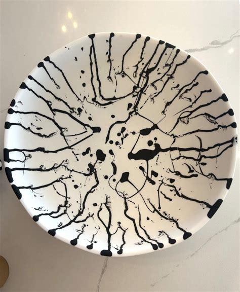 Resin Luxe Wave Bowl Large White With Black Splatter Matterns Floral