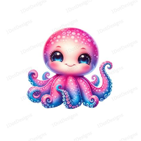 Cute Octopus Clipart Bundle, Baby Octopus PNG, Baby Octopus Clipart, Nursery Clipart, Octopus ...