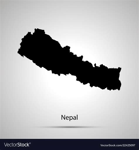 Nepal Country Map Simple Black Silhouette On Gray Vector Image